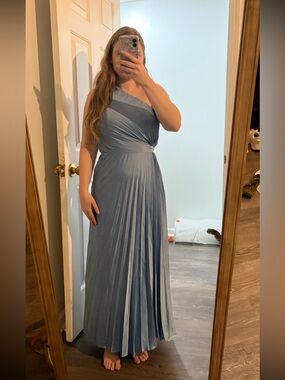 Abercrombie Size Small Baby Blue Giselle Pleated One Shoulder Maxi Dress